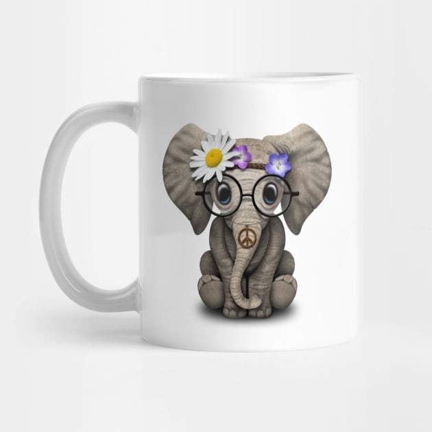 Cute Baby Elephant Hippie by jeffbartels